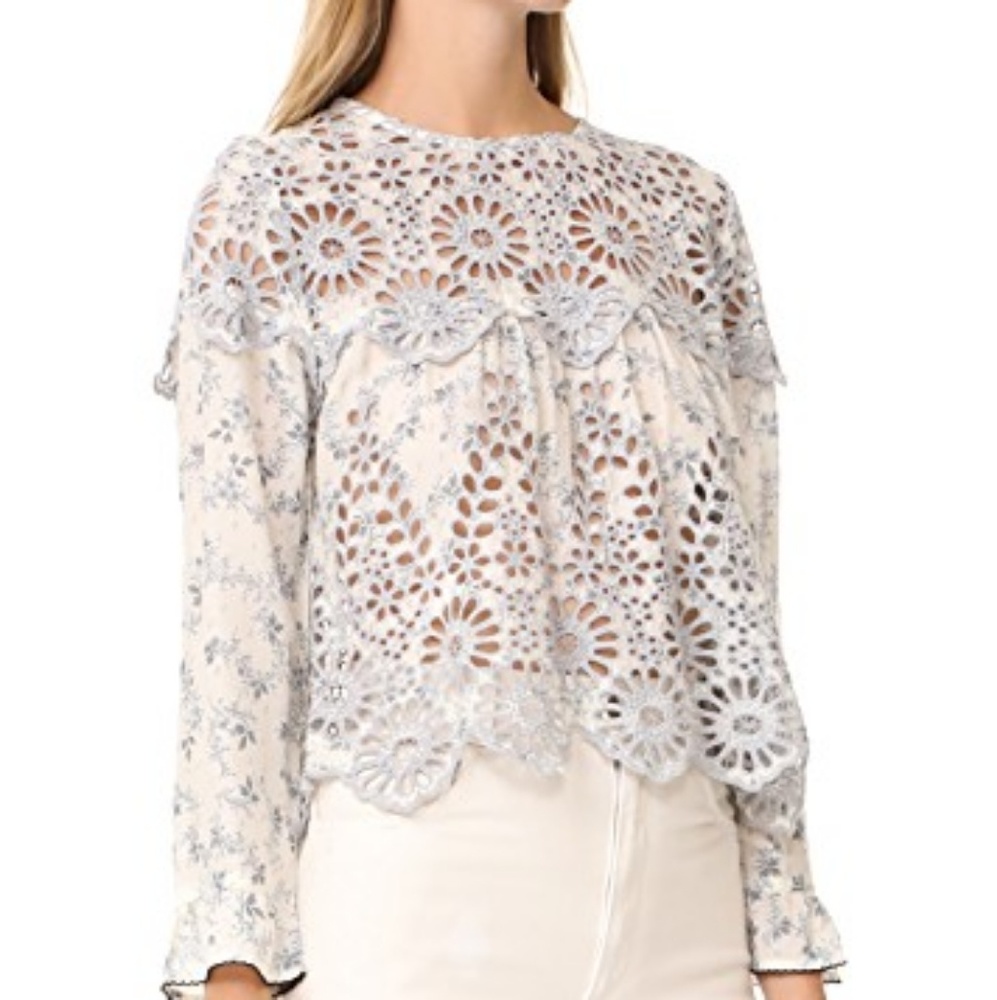 Ganni Lace Cutout Blouse